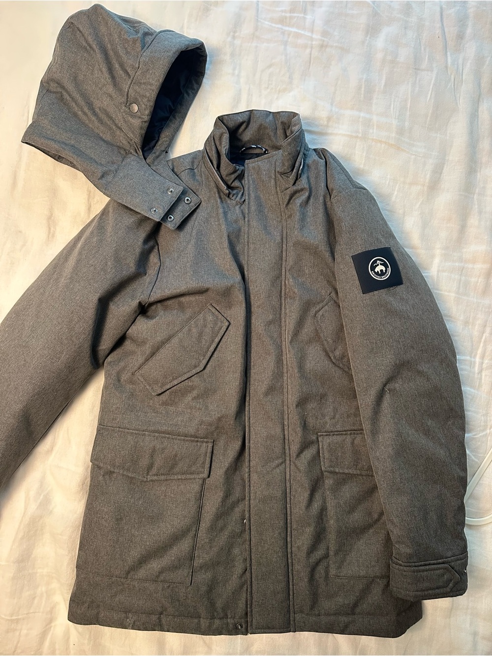Men's Brooks Brothers Gray Hooded Winter Parka Jacket